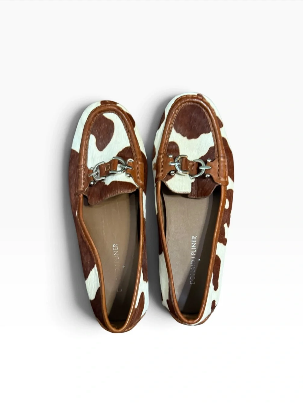 Donald J Pliner Cow Print Calf Hair Leather Bit Driving Loafers size 7